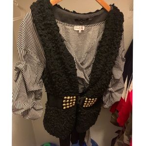 Tight sexy womendress with fur vest